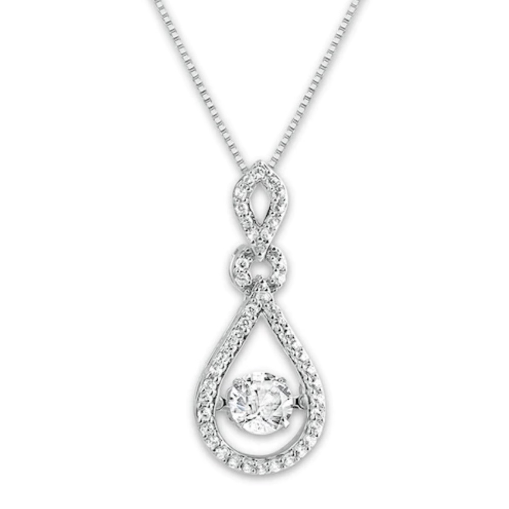 White Sapphire Heartbeat Necklace